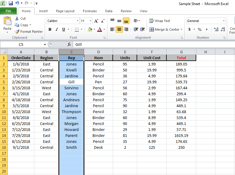 Come Selezionare Intera Colonna In Excel O Row Utilizzando Tasti Di 