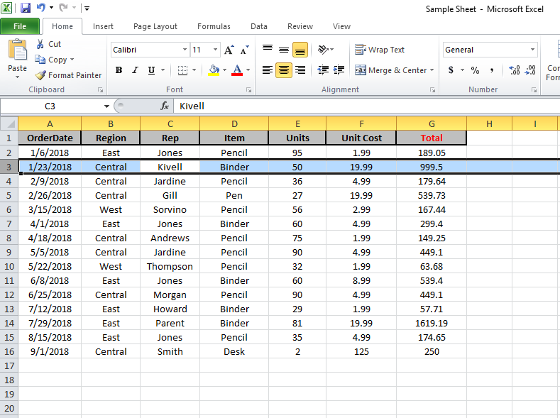 Come Selezionare Intera Colonna In Excel O Row Utilizzando Tasti Di 