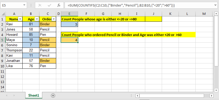 Wie Man COUNTIFS Mit Oder F r Mehrere Kriterien In Excel Office skill