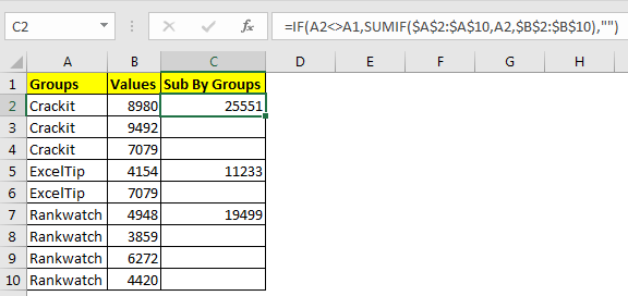 Summe Von Gruppen In Der Excel Tabelle Office skill